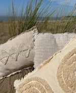 Coussin lin & coton naturel/blanc