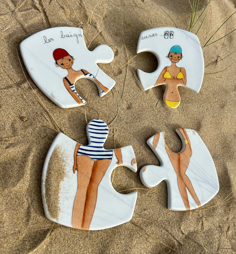 Dessous de plat / verres puzzle motif baigneuses