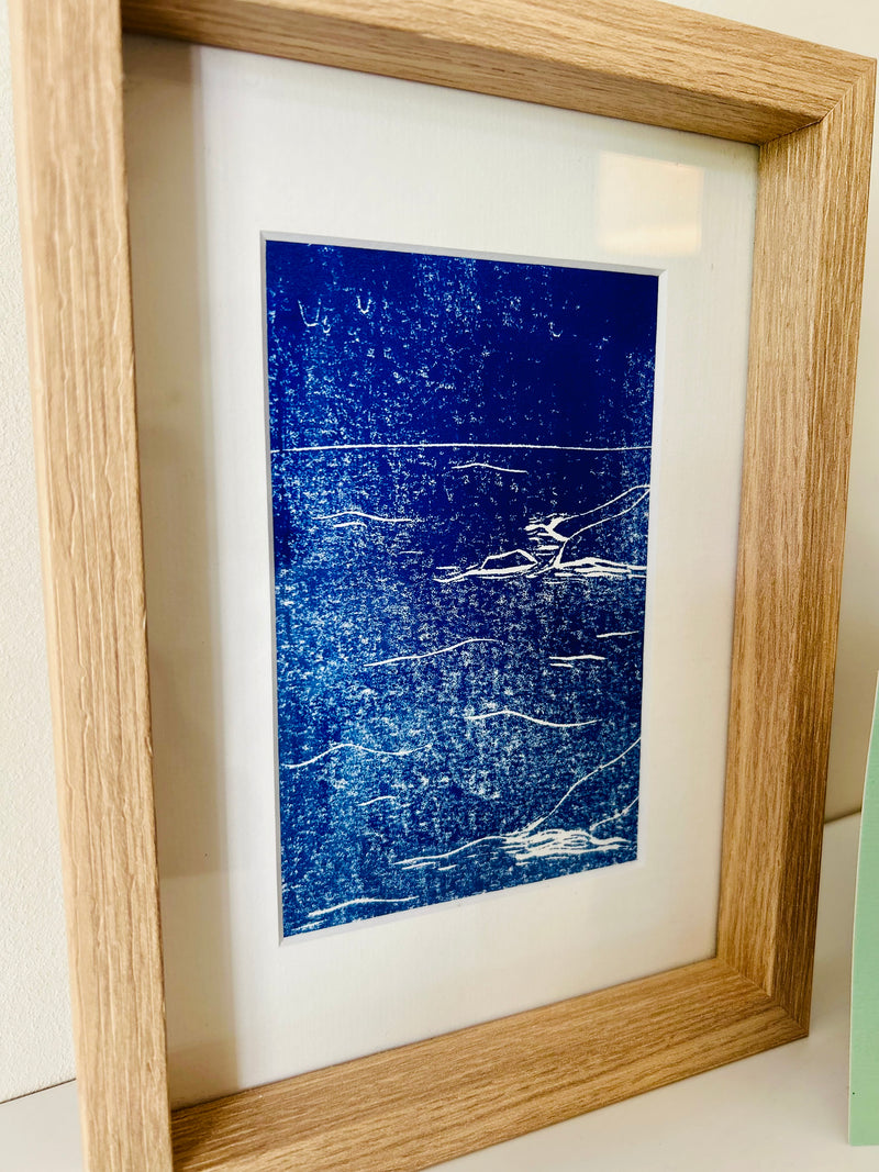 Linogravure encadrée "Océan"