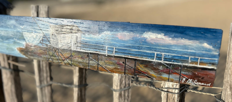 Peinture sur 1/2 douelle - "Sur les pas des Carrelets charentais"