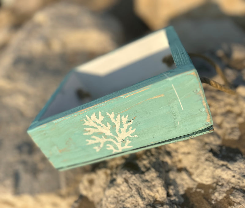 Boite de rangement "Bord de mer" avec anses en corde