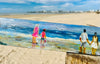 Peinture sur 1/2 douelle - "Scène de plage"