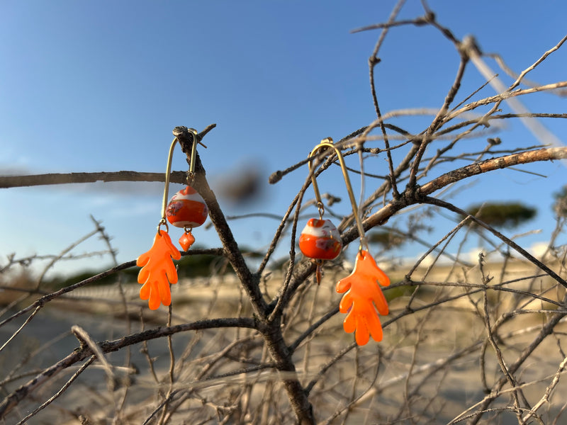 Boucles d'Oreilles artisanales "Écume d’Orange"