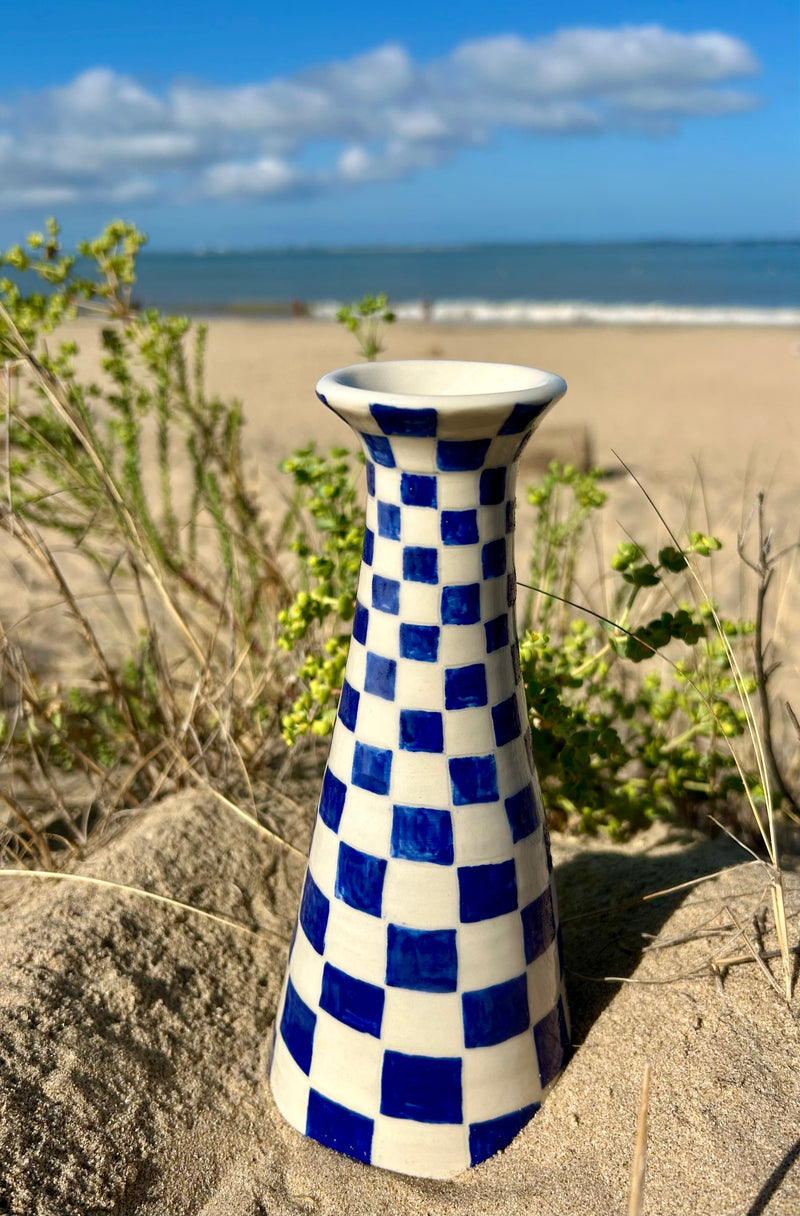 Vase bleu en céramique - Collection "Rivage Vintage"