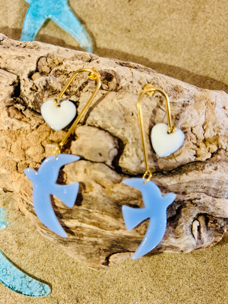 Boucles d'Oreilles artisanales "Hirondelle"