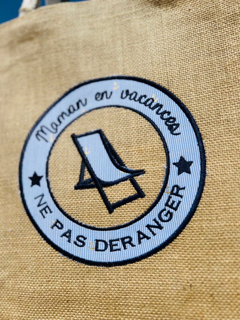 Sac cabas brodé en jute