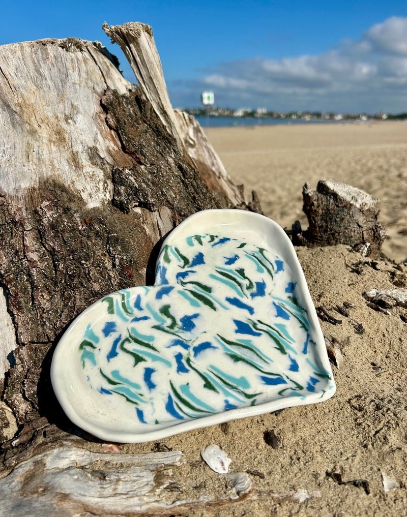 Vide poche "Cœur d'écume" en porcelaine artisanale