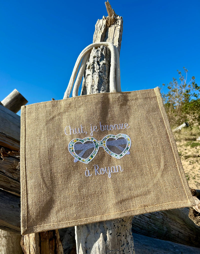 Sac cabas brodé en jute