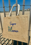 Sac cabas brodé en jute