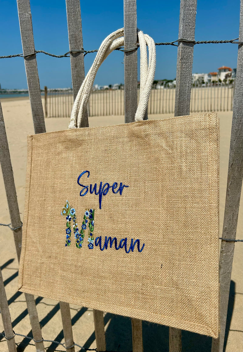 Sac cabas brodé en jute