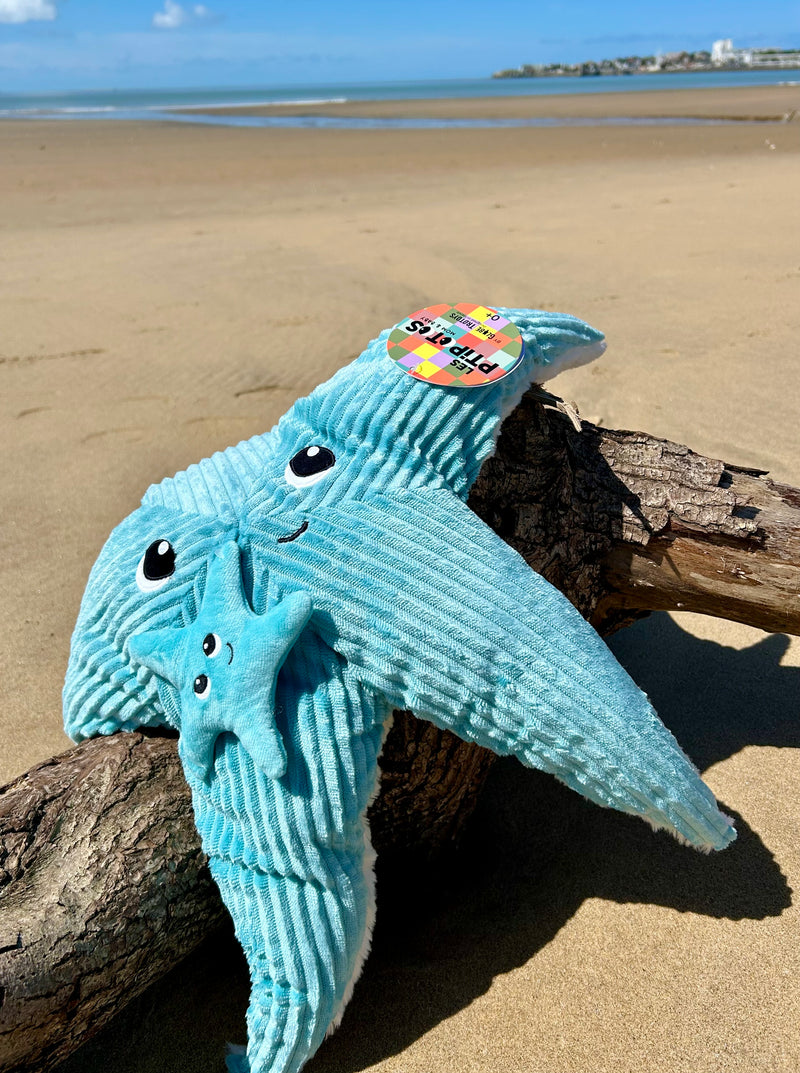 Peluche étoile de mer "Wahou" maman et son bébé bleu aqua