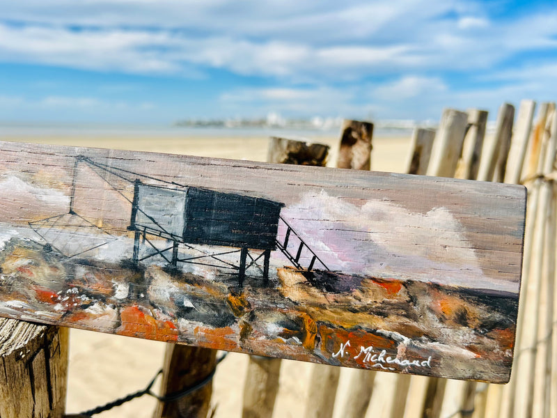 Peinture sur 1/2 douelle - "Sur les pas des Carrelets charentais"