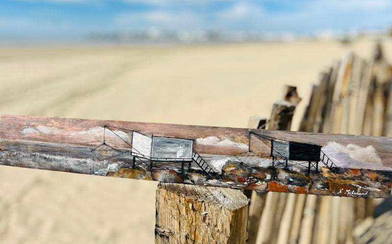 Peinture sur 1/2 douelle - "Sur les pas des Carrelets charentais"