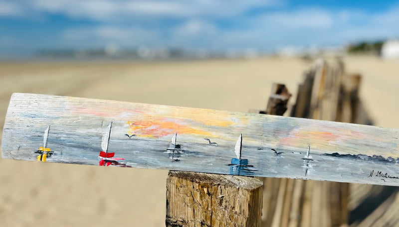 Peinture sur 1/2 douelle - voiliers