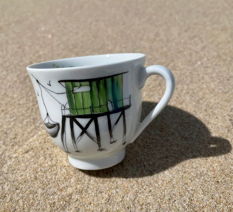 Coffret de 4 tasses à café motif carrelet