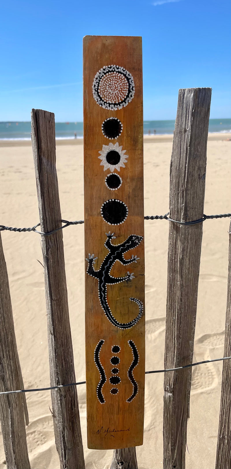 Peinture sur 1/2 douelle - salamandre