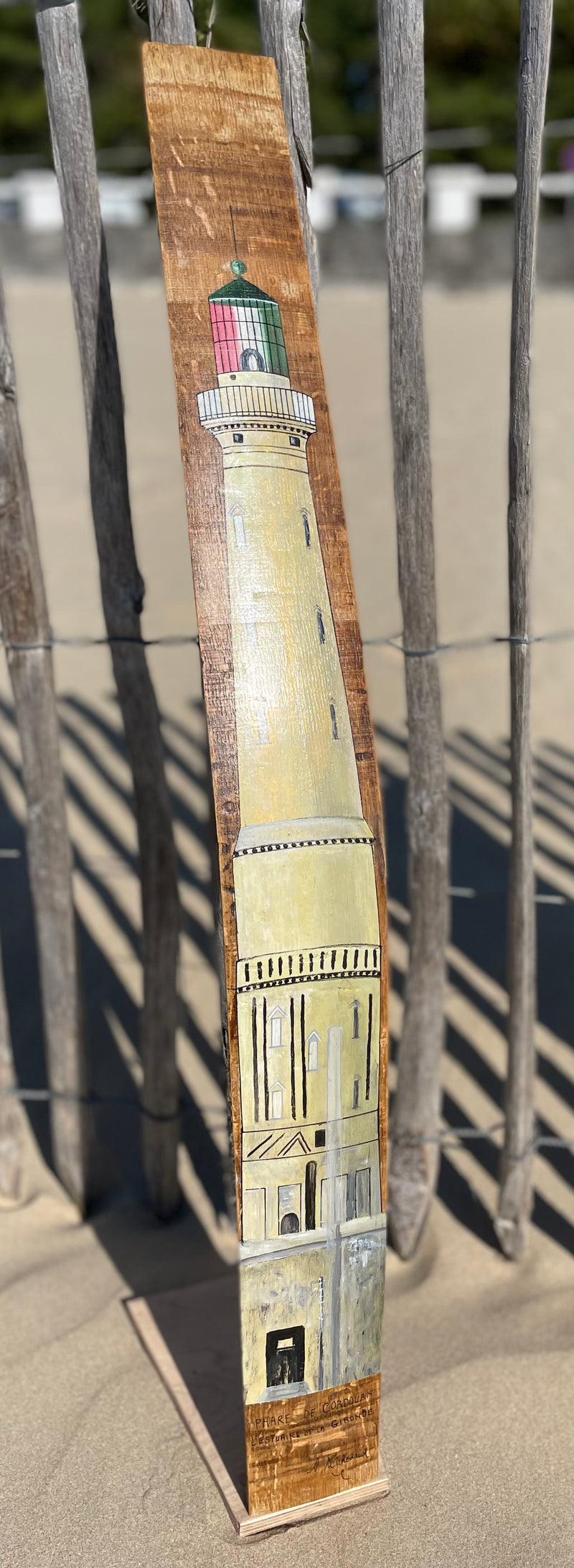 Peinture sur douelle avec support - phare de Cordouan