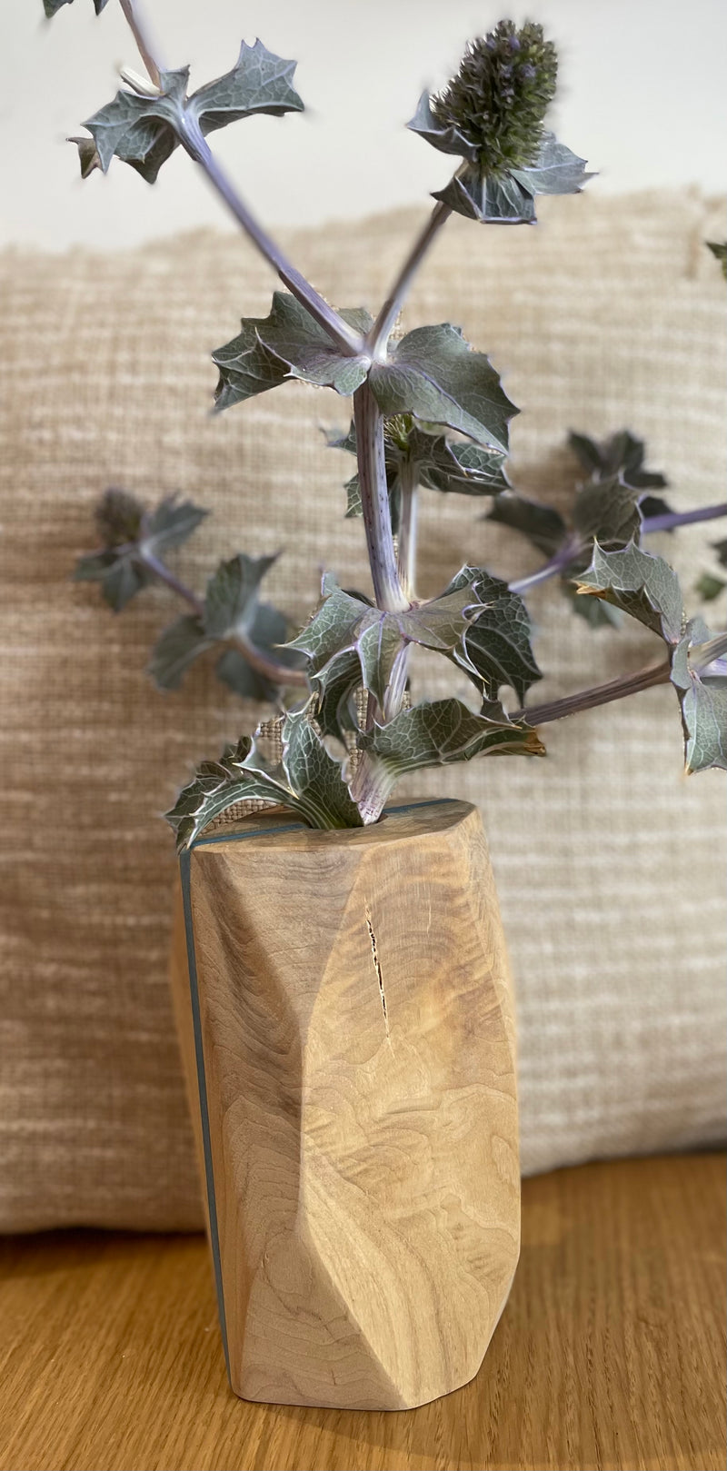 Vase en bois massif pour fleurs séchées Petit modèle