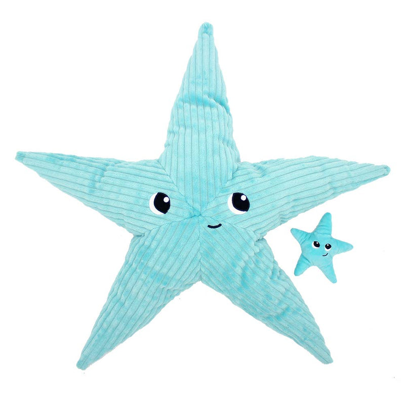 Peluche étoile de mer "Wahou" maman et son bébé bleu aqua