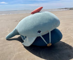 Grande peluche décorative baleine pour enfant - bleue